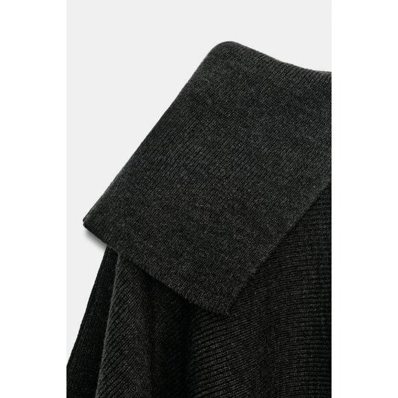 ZARA ASYMMETRIC NECK WOOL CAPE - Picture 10 of 10